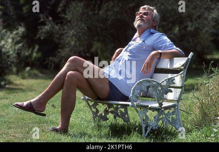 Playwright John Osborne at home in 1983 Stock Photo