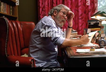 Playwright John Osborne at home in 1983 Stock Photo