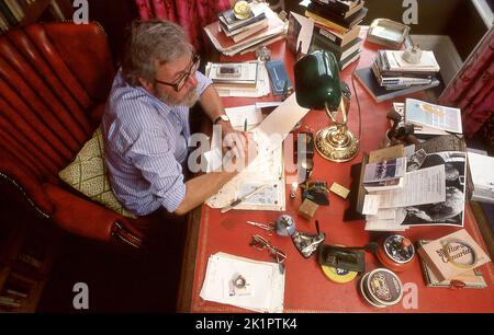 Playwright John Osborne at home in 1983 Stock Photo