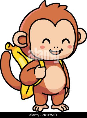 Monkey . Cute isolated cartoon vector Stock Vector Image & Art - Alamy