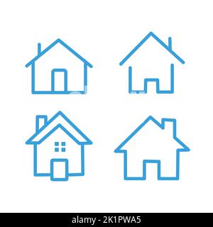 Home icons. Thin line modern houses. Advertising home, sales realtor Stock Vector