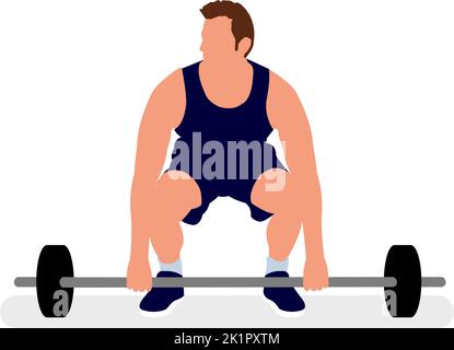 Vector illustration of a man lifting weights. Stock Vector