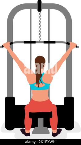 Vector illustration of a woman doing lat pulldown Stock Vector