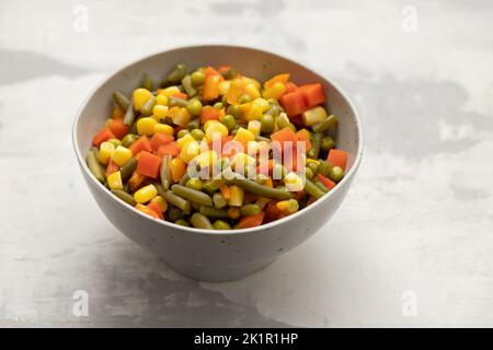 boiled fresh various vegetables in the bowl Stock Photo