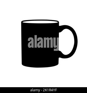 Cup icon. Silhouette of mug. Black cup icon in flat design. Vector illustration. Stock Vector