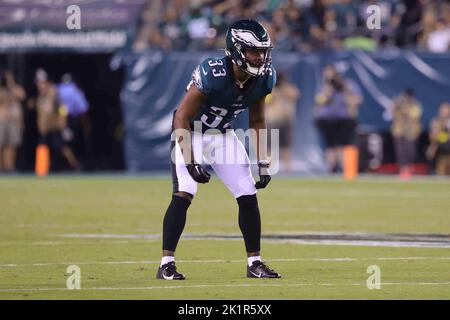 Philadelphia Eagles' Josiah Scott (33) runs during the first half of an NFL  football game against the Philadelphia Eagles, Sunday, Nov. 27, 2022, in  Philadelphia. (AP Photo/Matt Slocum Stock Photo - Alamy