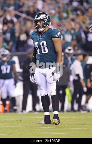 Philadelphia Eagles linebacker Patrick Johnson (48) tackles Miami