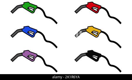 Fuel dispenser filling nozzle, car pump station petroleum petrol nozzle Stock Vector