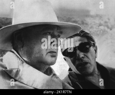 Winston Churchill with Greek shipping tycoon, Aristotle Onassis. Greece, 1960 Stock Photo