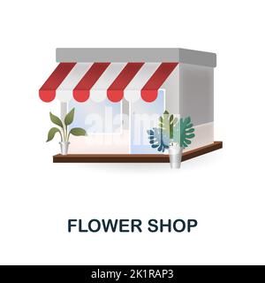 Flower Shop icon. 3d illustration from small business collection. Creative Flower Shop 3d icon for web design, templates, infographics and more Stock Vector