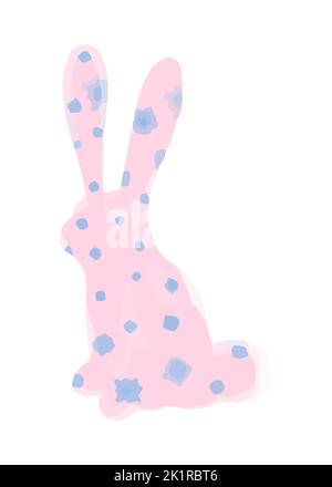 Vector Rabbit painted in watercolor. Christmas illustration painted in pink watercolor. Stock Vector