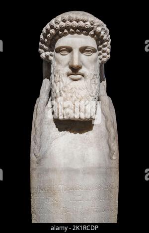 Bust of the Hermes (Copy of Hermes by Alchemene) 2nd century CE from Pergamon.Istanbul Archaeological Museum. Stock Photo