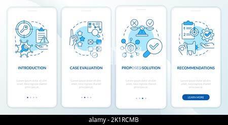 Case drafting blue onboarding mobile app screen Stock Vector