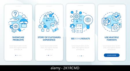 Elements of case study blue onboarding mobile app screen Stock Vector