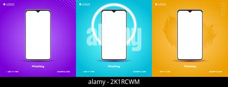 Smartphone Digital Social Media Mockup Set Product Marketing Campaign Template Stock Vector