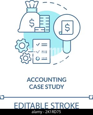 Accounting case study turquoise concept icon Stock Vector