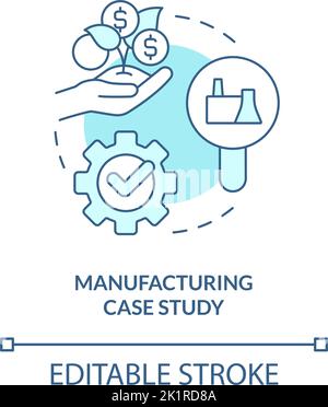 Manufacturing case study turquoise concept icon Stock Vector