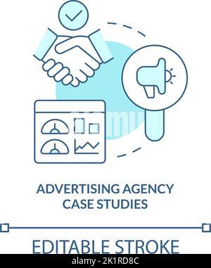 Advertising agency case studies turquoise concept icon Stock Vector