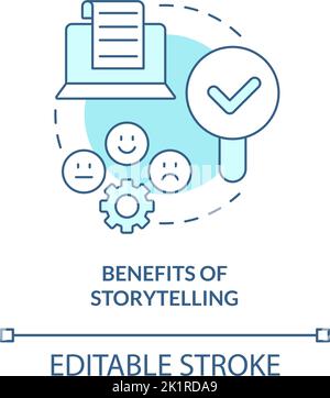 Benefits of storytelling turquoise concept icon Stock Vector