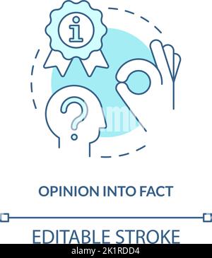 Opinion into fact turquoise concept icon Stock Vector