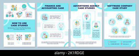 Implementation of case study turquoise brochure template Stock Vector