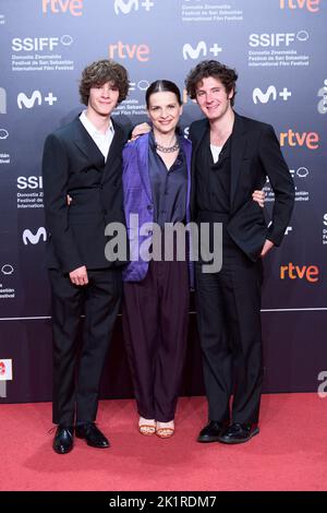 September 19 2022 Donostia San Sebastian Euskadi Spain Vincent Lacoste Juliette Binoche Paul Kircher attended Winter Boy Le lyceen Red Carpet during 70th San Sebastian International Film Festival at K...