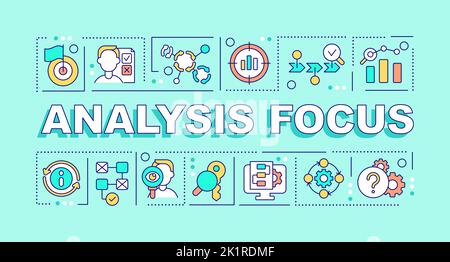 Analysis focus word concepts turquoise banner Stock Vector