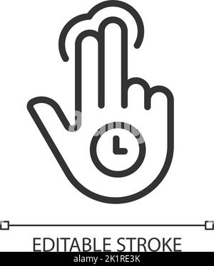 Double finger holding pixel perfect linear icon Stock Vector