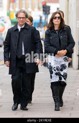 EDITORS PLEASE NOTE: IPSO have advised the family of Molly Russell have requested that her sisters should not be named in media coverage to protect their privacy. Permission was granted for her mother and sister to be photographed only on the first day of the inquest. Molly Russell's father Ian Russell and mother Janet Russell arrive at Barnet Coroner's Court, north London, on the first day of the inquest into her death. The 14-year-old schoolgirl from Harrow, north-west London, viewed an extensive volume of material on social media, including some linked to anxiety, depression, self-harm and  Stock Photo