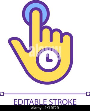 Hold pixel perfect yellow RGB color icon Stock Vector