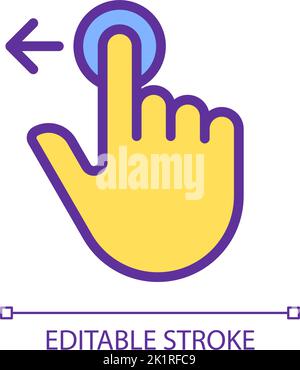 Move to left pixel perfect yellow RGB color icon Stock Vector