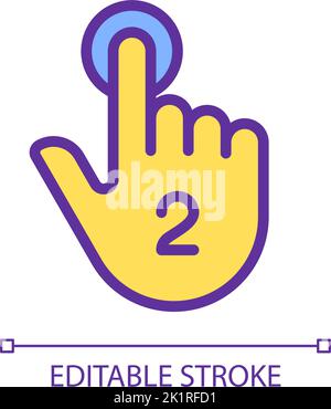 Double touch pixel perfect yellow RGB color icon Stock Vector
