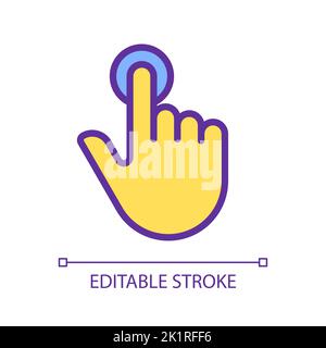 Finger touch pixel perfect yellow RGB color icon Stock Vector
