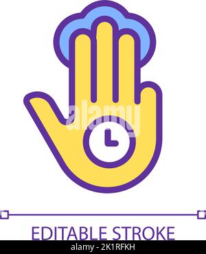 Three finger holding pixel perfect yellow RGB color icon Stock Vector