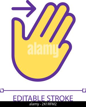 Three finger swipe pixel perfect yellow RGB color icon Stock Vector
