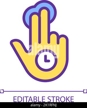 Double finger holding pixel perfect yellow RGB color icon Stock Vector