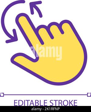 Rotation pixel perfect yellow RGB color icon Stock Vector