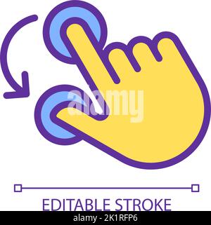 Double finger rotation pixel perfect yellow RGB color icon Stock Vector
