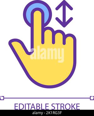 Scrolling vertically pixel perfect yellow RGB color icon Stock Vector