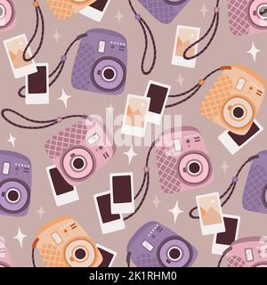 Instant camera pattern Stock Vector