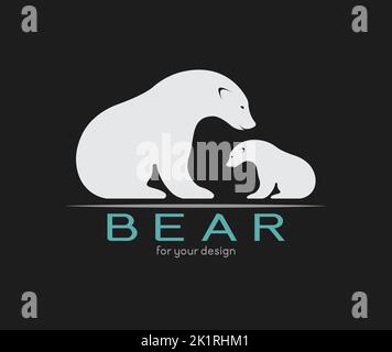 Vector image of bear on black background. Easy editable layered vector illustration. Wild Animals. Stock Vector