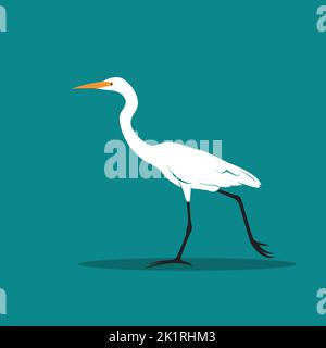 Vector of Heron or egret design (Ciconiiformes, Ardeidae) on blue background. Bird, Animals. Easy editable layered vector illustration. Wild Animals. Stock Vector