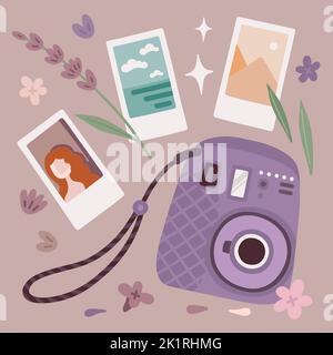 Instant camera and details Stock Vector