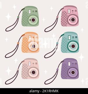 Instant camera set Stock Vector
