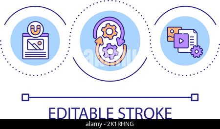 Setup of online advertising campaign loop concept icon Stock Vector