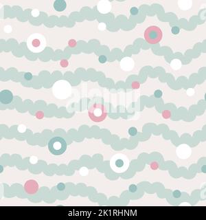 Curve wavy lines and bubbles pattern Stock Vector