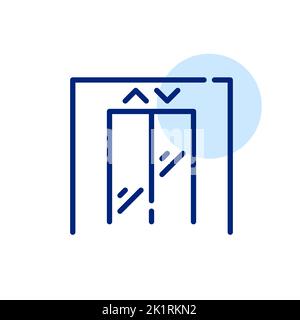 Elevator with up and down arrows. Pixel perfect, editable stroke line icon Stock Vector