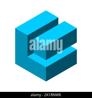 Modern blue 3d cube letter L and I. Box shape logo template. Isometric geometric shape. Business corporate symbol concept. Architecture, building. Stock Vector