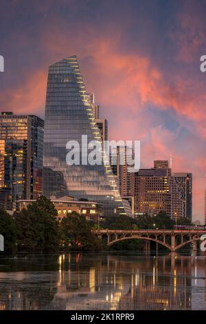 The Google Building in downtown Austin tx at twilight Stock Photo