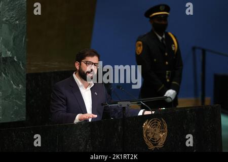 Chile's President Gabriel Boric Addresses The 77th Session Of The ...